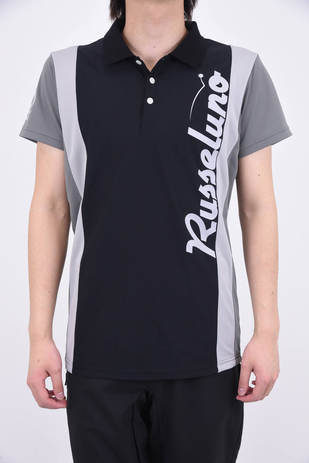 Russeluno Panel Polo クラシックデザイン ポロシャツ ブラック Gossip Golf